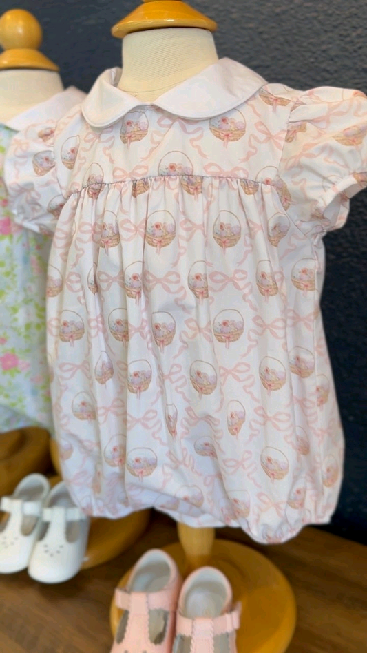 11.15 SR3549 Pre Order No moq Baby Girls Pink Bows Flowers Checked Collar Ruffle Rompers