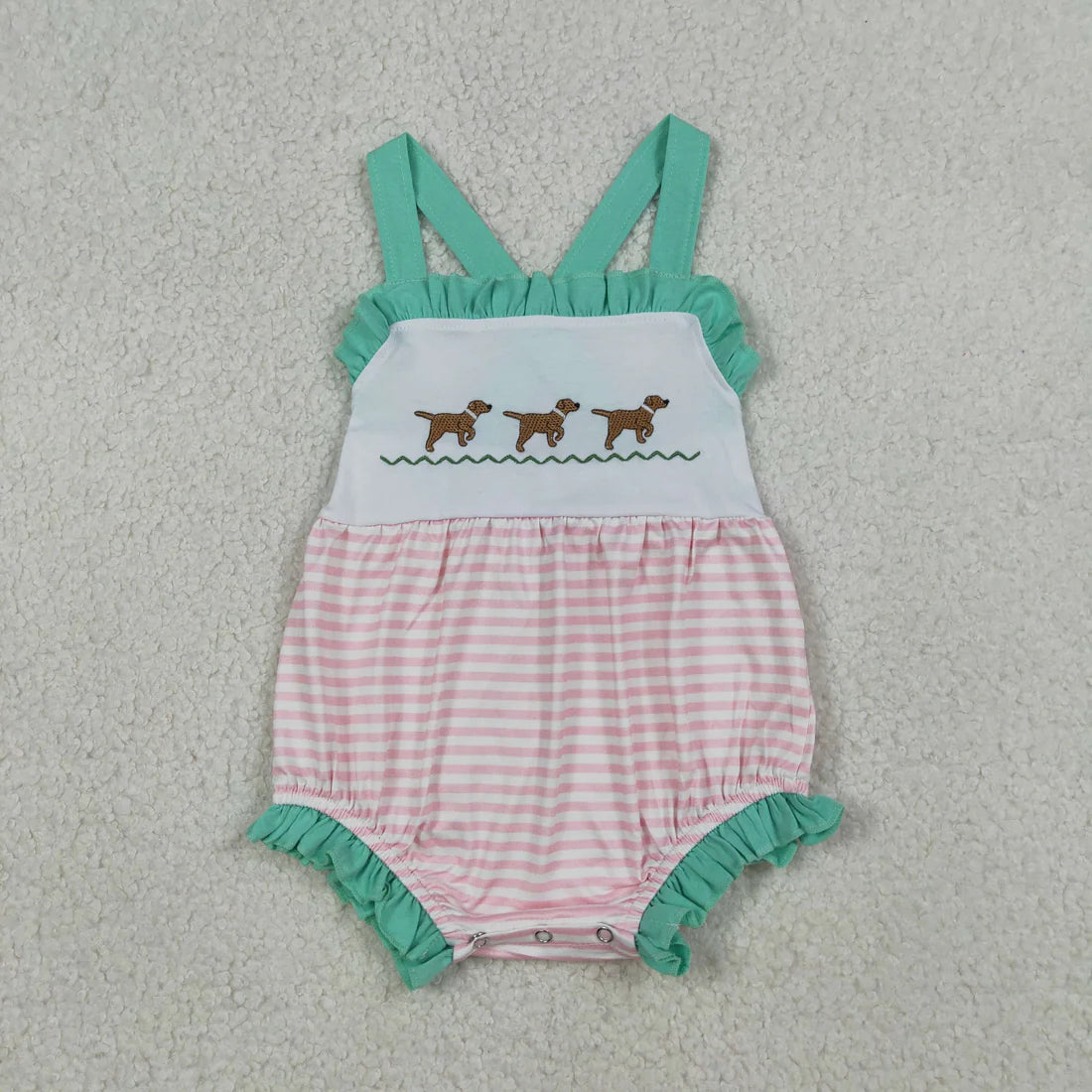 3.20 RTS Sibling Baby Boys Girls Embroidery Dogs Shorts Clothes Set Rompers