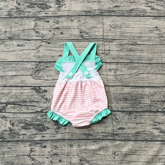 1.5 SR3558 Sample No Moq Baby Girls Strap Dogs Stripe Hunting Ruffle Rompers