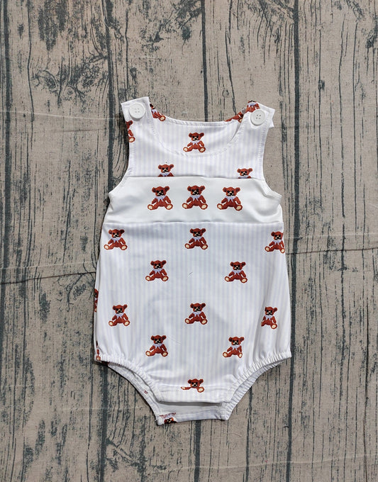 1.15 SR3570 Sample No Moq Sleeveless Baby Boys Bears Stripe Rompers