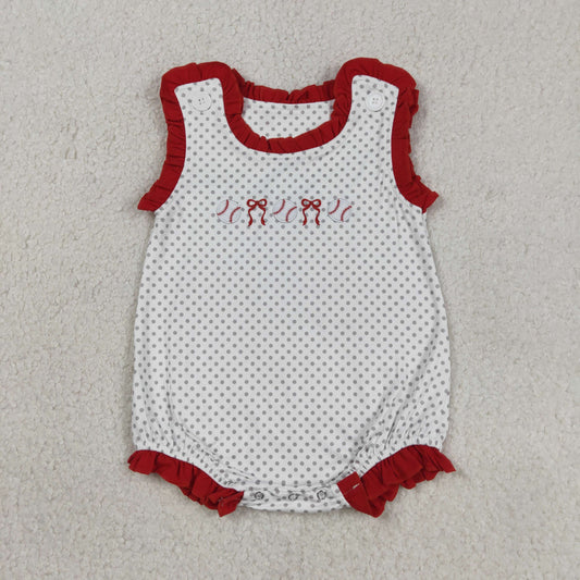 3.14 RTS NO MOQ （In stock）SR3581 Children's Fashion Romper Baby Girls Embroidery Bows Baseballs Polka Dots Team Ruffle Rompers