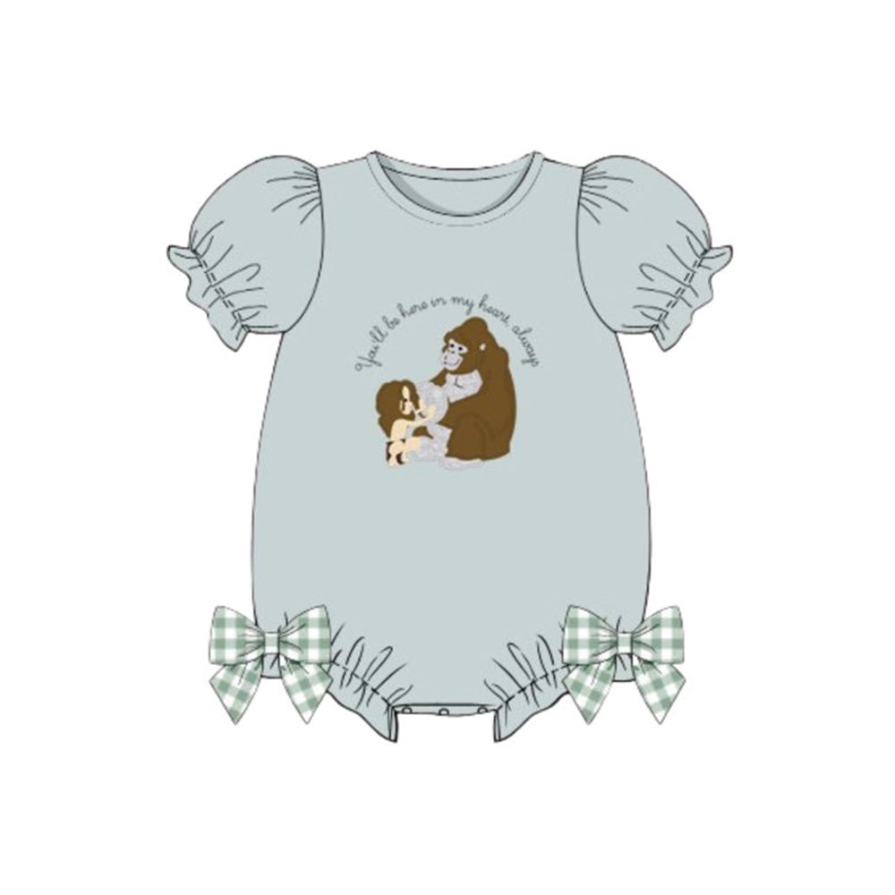 11.20 SR3589 Pre Order No moq Baby Girls Short Ruffle Sleeve Monkey Bows Rompers