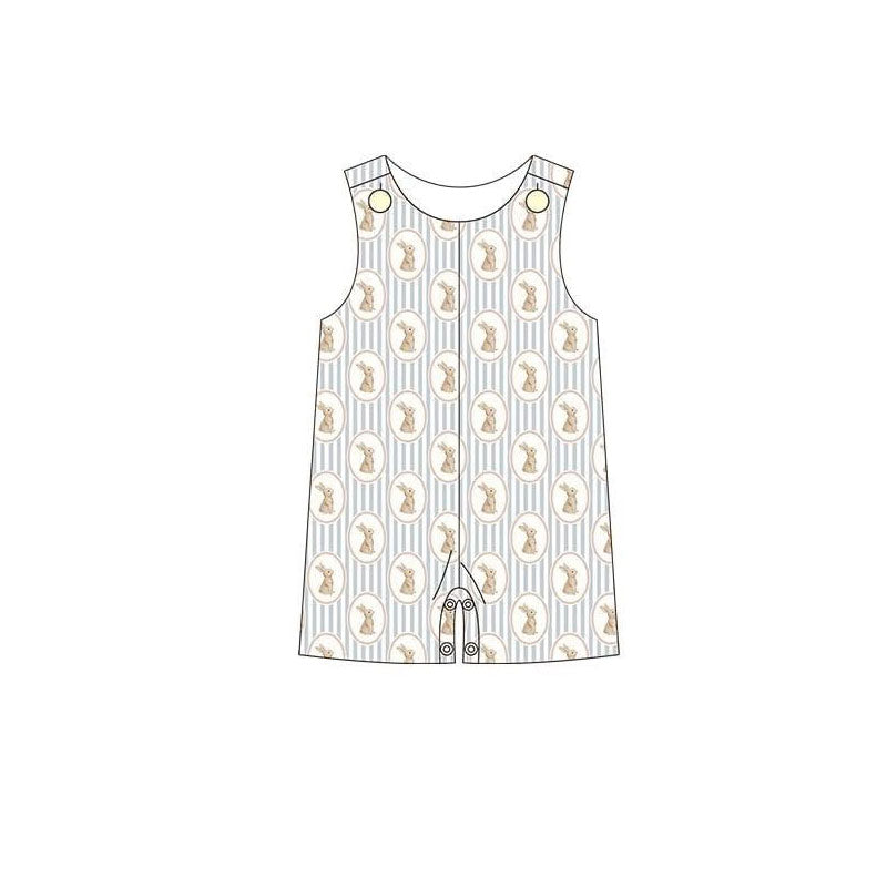 11.21 SR3608 Pre Order No moq Baby Boys Sleeveless Stripe Rabbits Easter Rompers