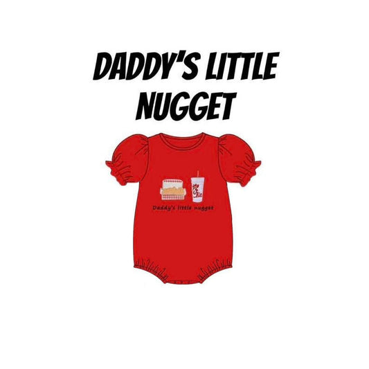11.21 SR3617 Pre Order No moq Baby Girls Red Short Sleeve Daddy's Little Nugget Ruffle Rompers