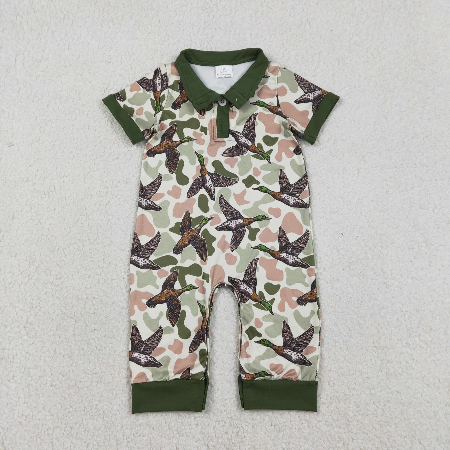 1.7 RTS NO MOQ （In stock）SR3634 Baby Boys Rompers Baby Boys Southern Hunting Ducks Camo Button Rompers