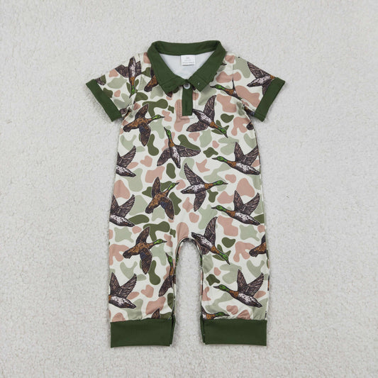 1.7 RTS NO MOQ （In stock）SR3634 Baby Boys Rompers Baby Boys Southern Hunting Ducks Camo Button Rompers
