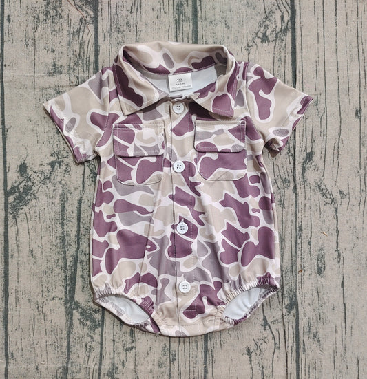 12.3 SR3652 Sample No Moq Baby Boys Southern Grey Camo Button Pockets Rompers