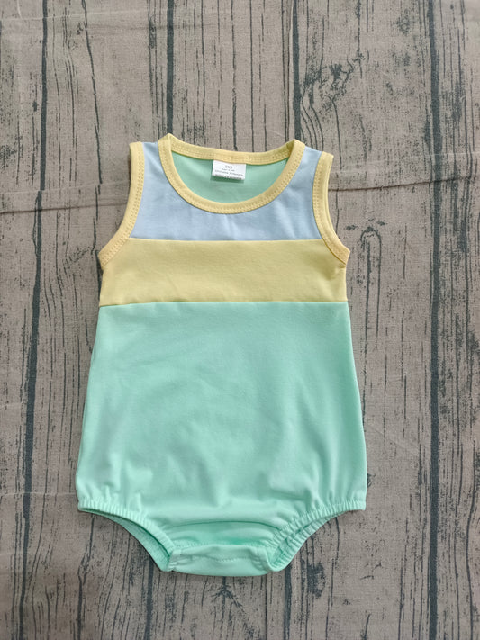 1.27 SR3660 Sample No Moq Baby Boys Sleeveless Blue Yellow Aqua Rompers