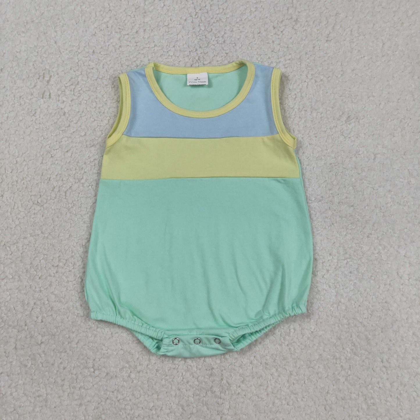 3.13 RTS NO MOQ （In stock）SR3660 Children's Fashion Romper Baby Boys Sleeveless Blue Yellow Aqua Rompers
