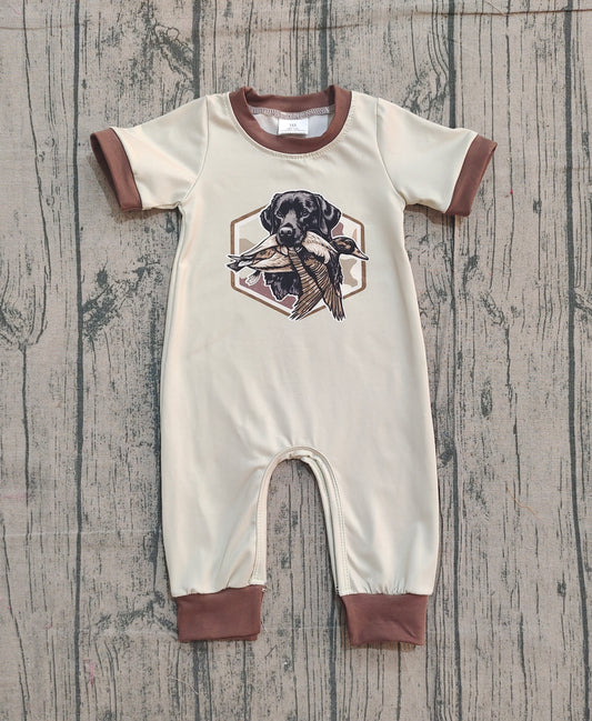 12.8 SR3680 Sample No Moq Baby Boys Camo Ducks Dogs Hunting Footie Rompers