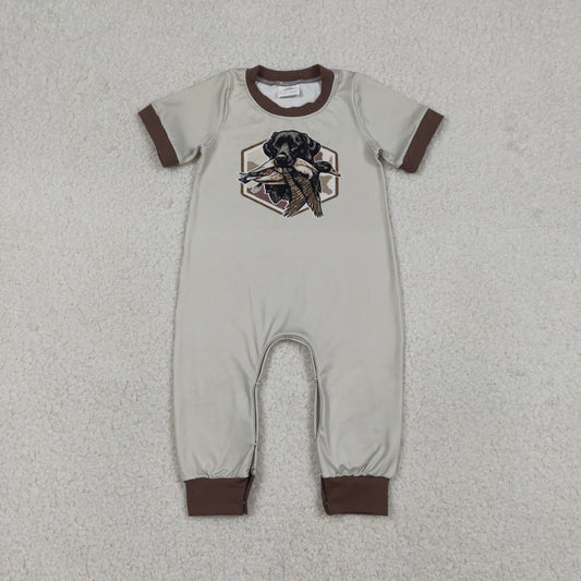 12.26 RTS NO MOQ （In stock）SR3680 Baby Boys Rompers Baby Boys Camo Ducks Dogs Hunting Footie Rompers