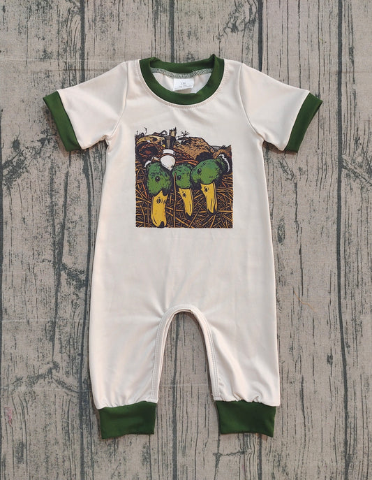 12.8 SR3681 Sample No Moq Baby Boys Ducks Calls Hunting Footie Rompers