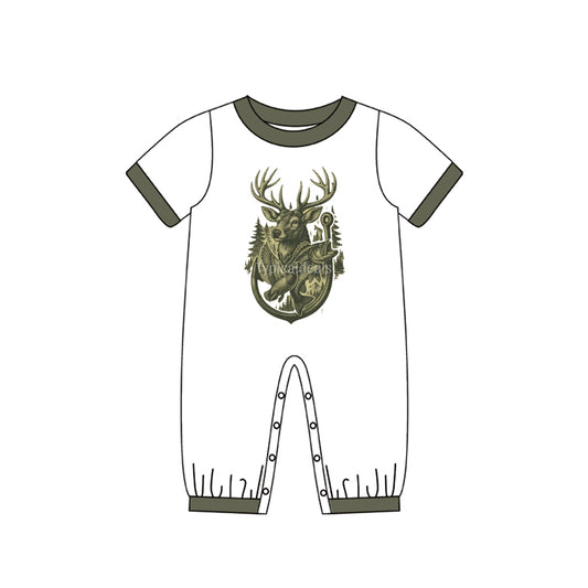 11.26 SR3683 Pre Order No moq Baby Boys Deer Fishing Ducks Hunting Footie Rompers