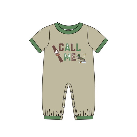 11.26 SR3684 Pre Order No moq Baby Boys Ducks Call Me Hunting Footie Rompers