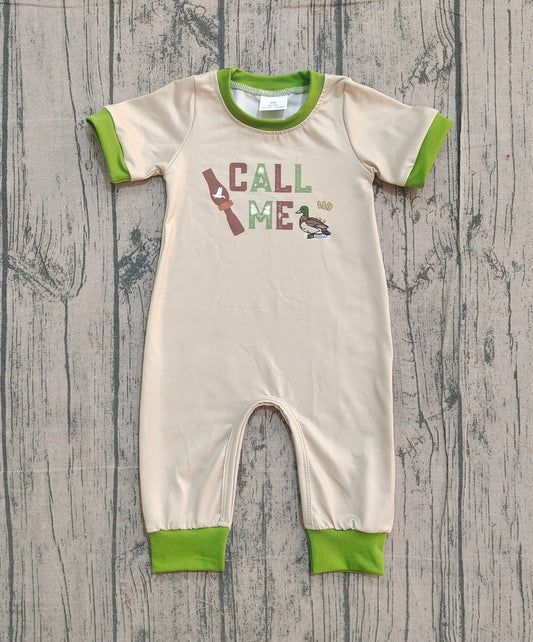 12.8 SR3684 Sample No Moq Baby Boys Ducks Call Me Hunting Footie Rompers