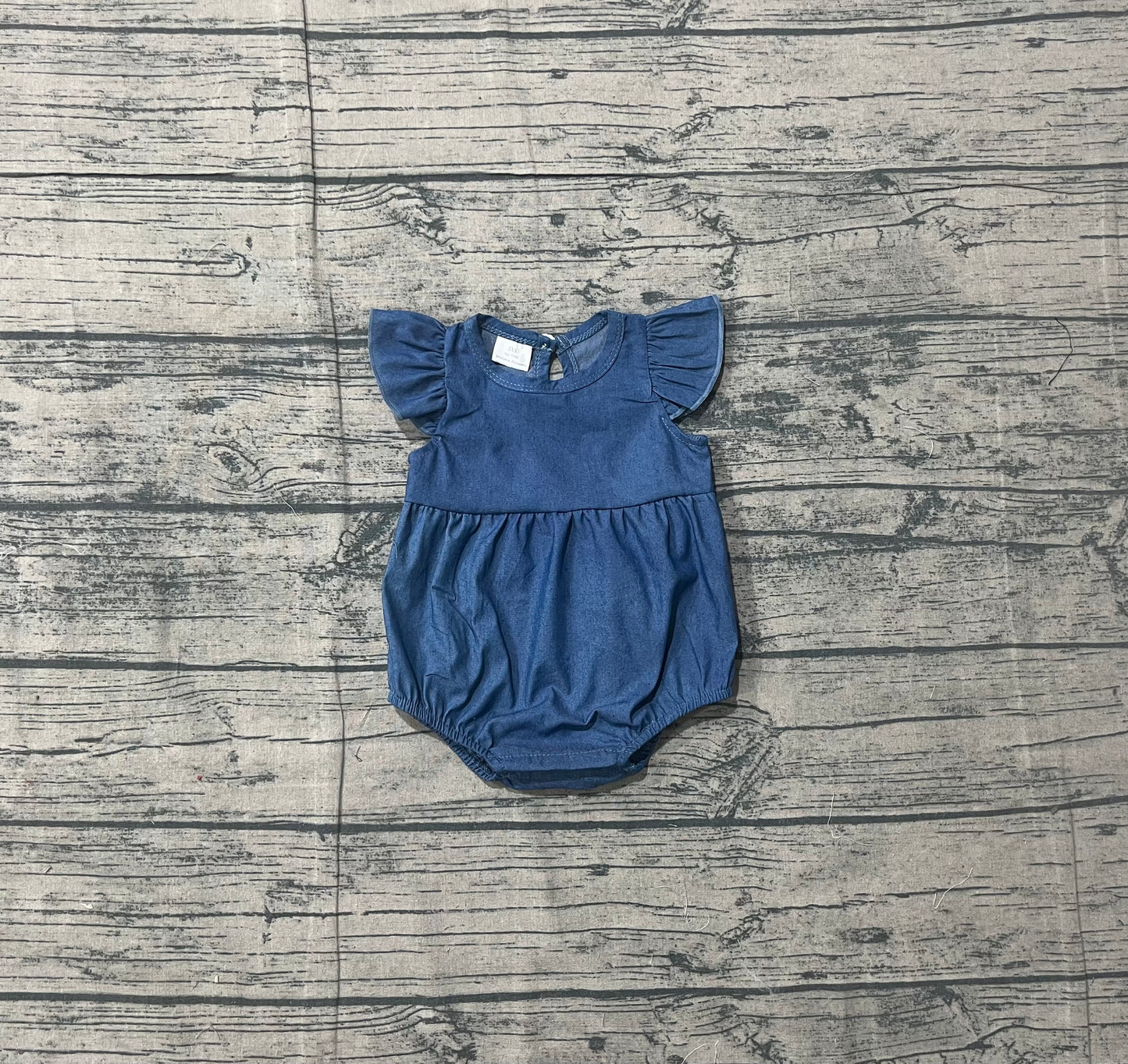 1.14 SR3734 Sample No Moq Baby Girls Hot Blue Flutter Sleeve Ruffle Rompers