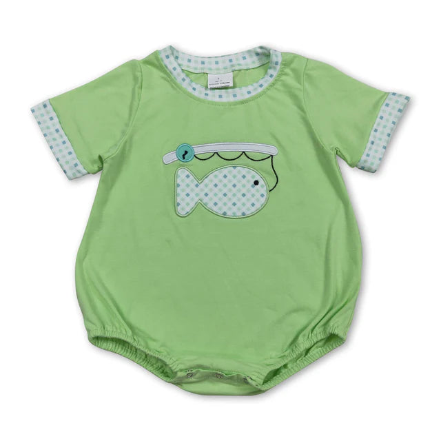 USA Warehouse (IN STOCK) Baby kids embroidery Short Sleeve Rompers