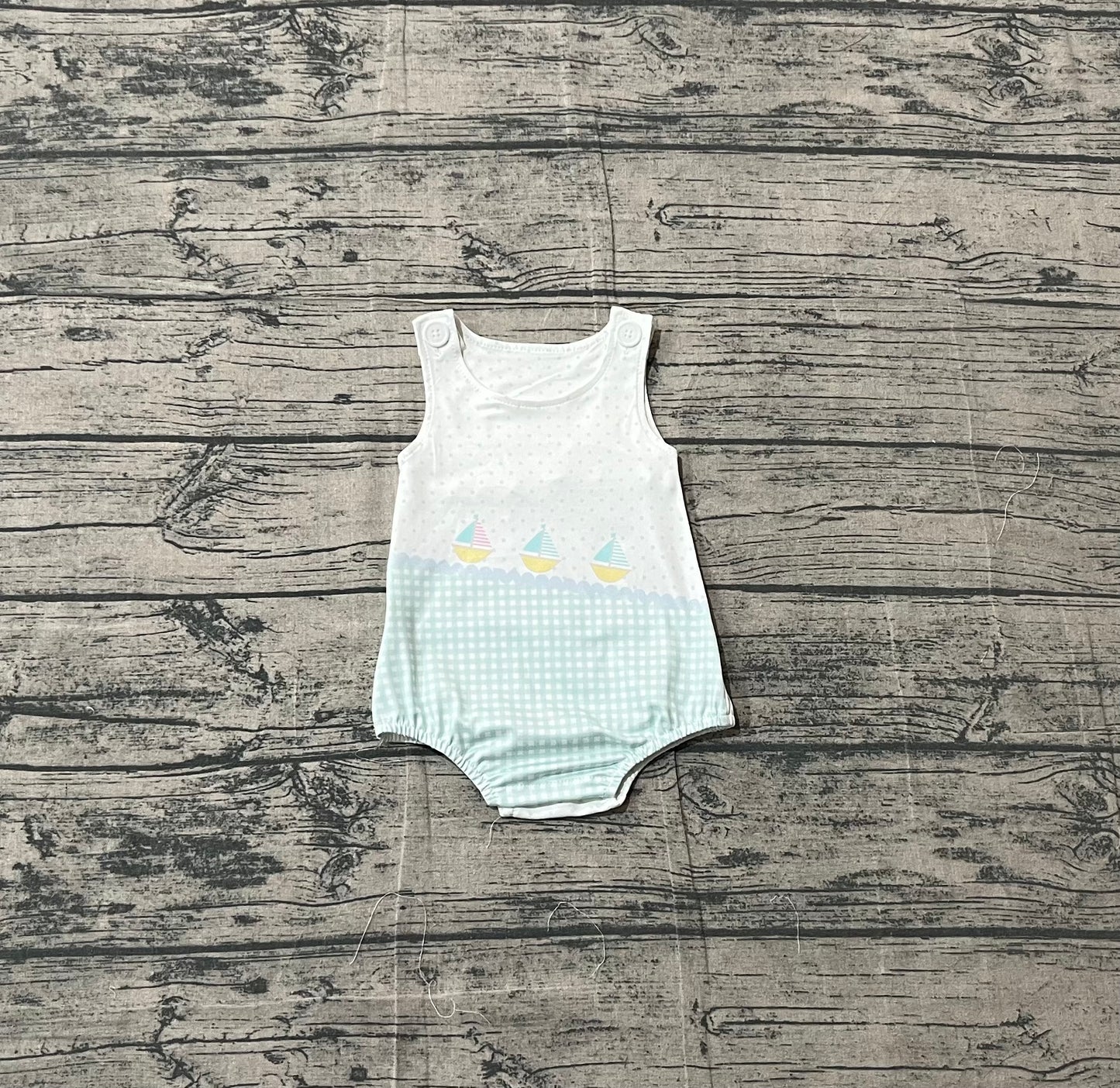 1.17 SR3754 Sample No Moq Baby Boys Sleeveless Boats Polka Dots Rompers