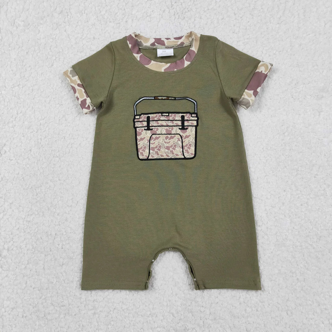 1.17 RTS Sibling Baby Kids Embroidery Camo Boxes Top Shorts Hunting Clothes Set Rompers