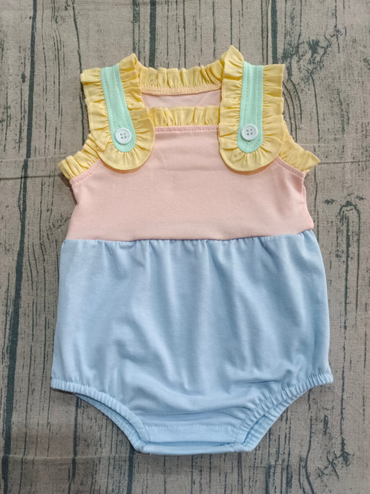 1.27 SR3772 Sample No Moq Baby Girls Sleeveless Colorful Ruffle Rompers