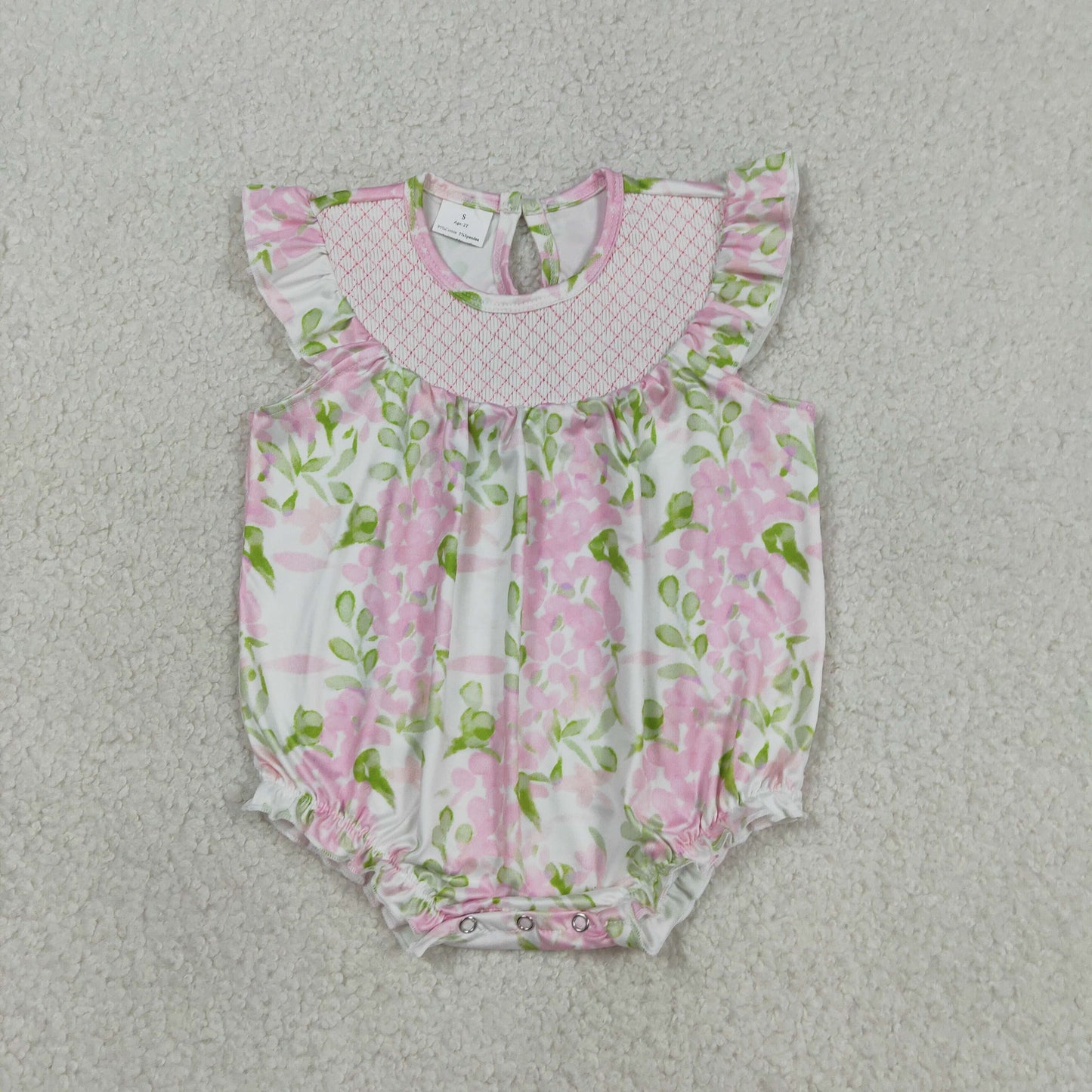 3.17 RTS NO MOQ （In stock）SR3805 Children's Fashion Romper Baby Girls Smocked Checked Colorful Flowers Ruffle Rompers