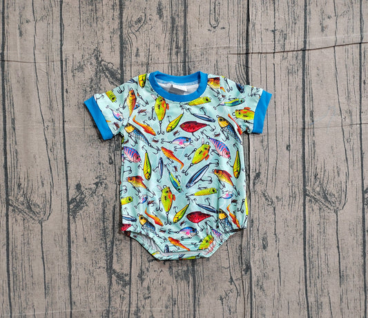 1.22 SR3824 Sample No Moq Baby Boys Short Sleeve Fishing Hunting Rompers