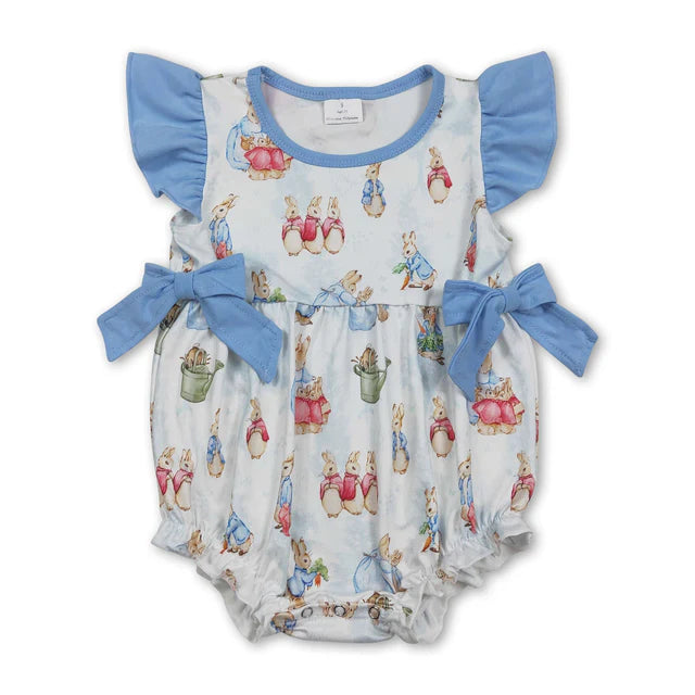 RTS Sibling Flutter sleeves bow baseball baby girls romper