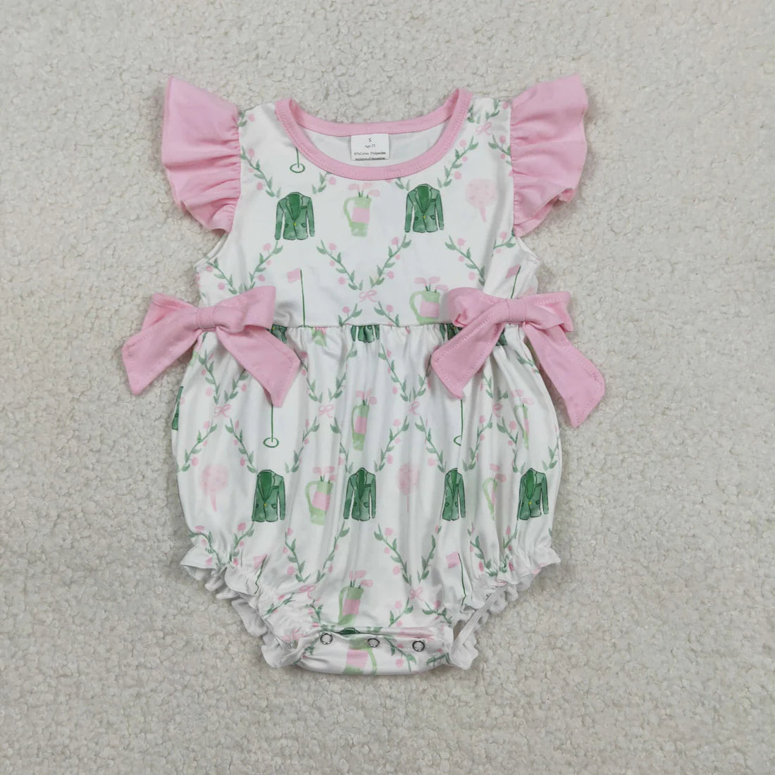 1.27 RTS Sibling Baby Girls Pink Flower Golf Checked Tunic Ruffle Shorts Clothes Set Rompers