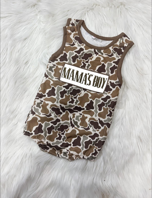 1.5 SR3889 Pre Order No moq Baby Boys Sleeveless Southern Brown Camo Mama's Boy Rompers