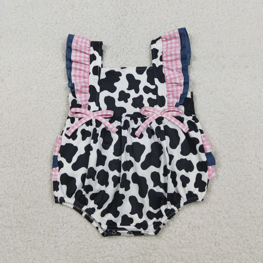 3.31 RTS NO MOQ （In stock）SR3898 Flutter sleeves ruffle baby girls summer romper