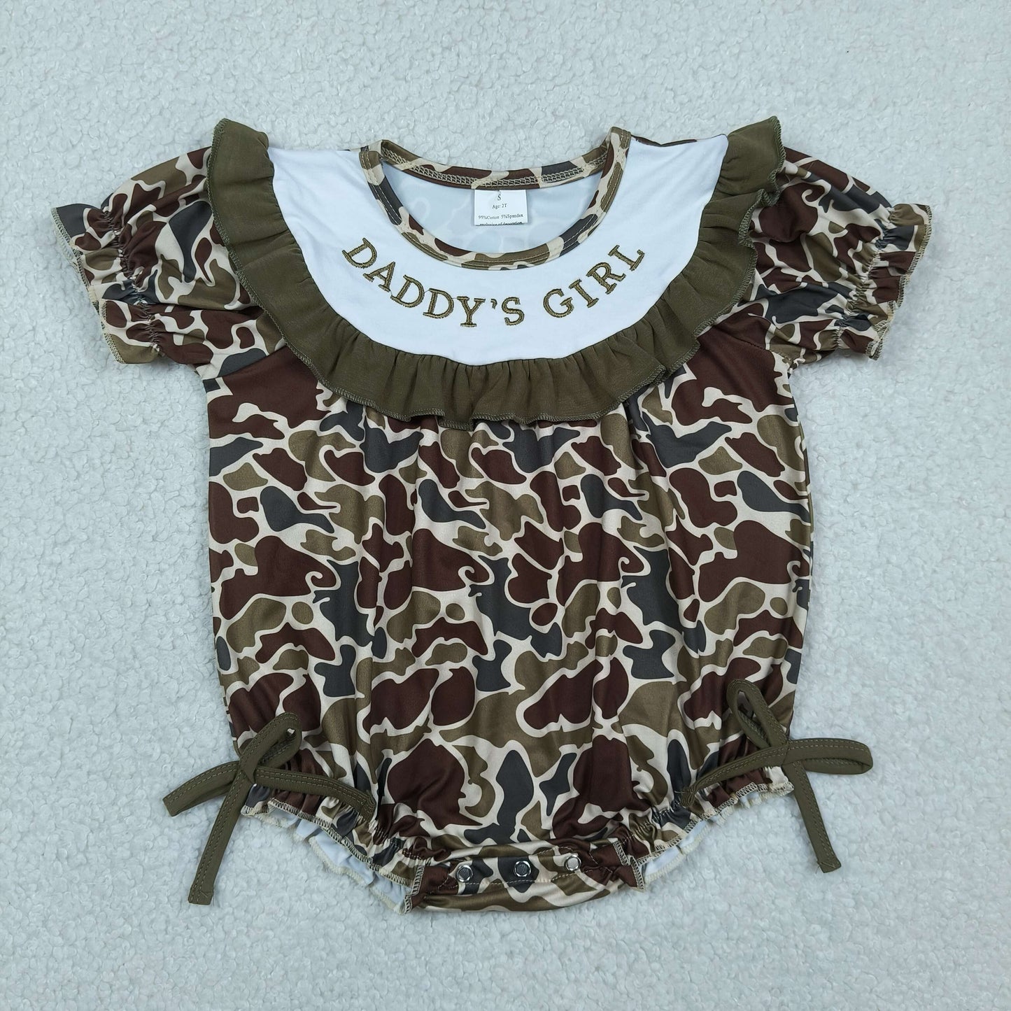 SR3919 RTS NO MOQ （In stock）Short sleeves ruffle daddy's girl camo baby romper本）
