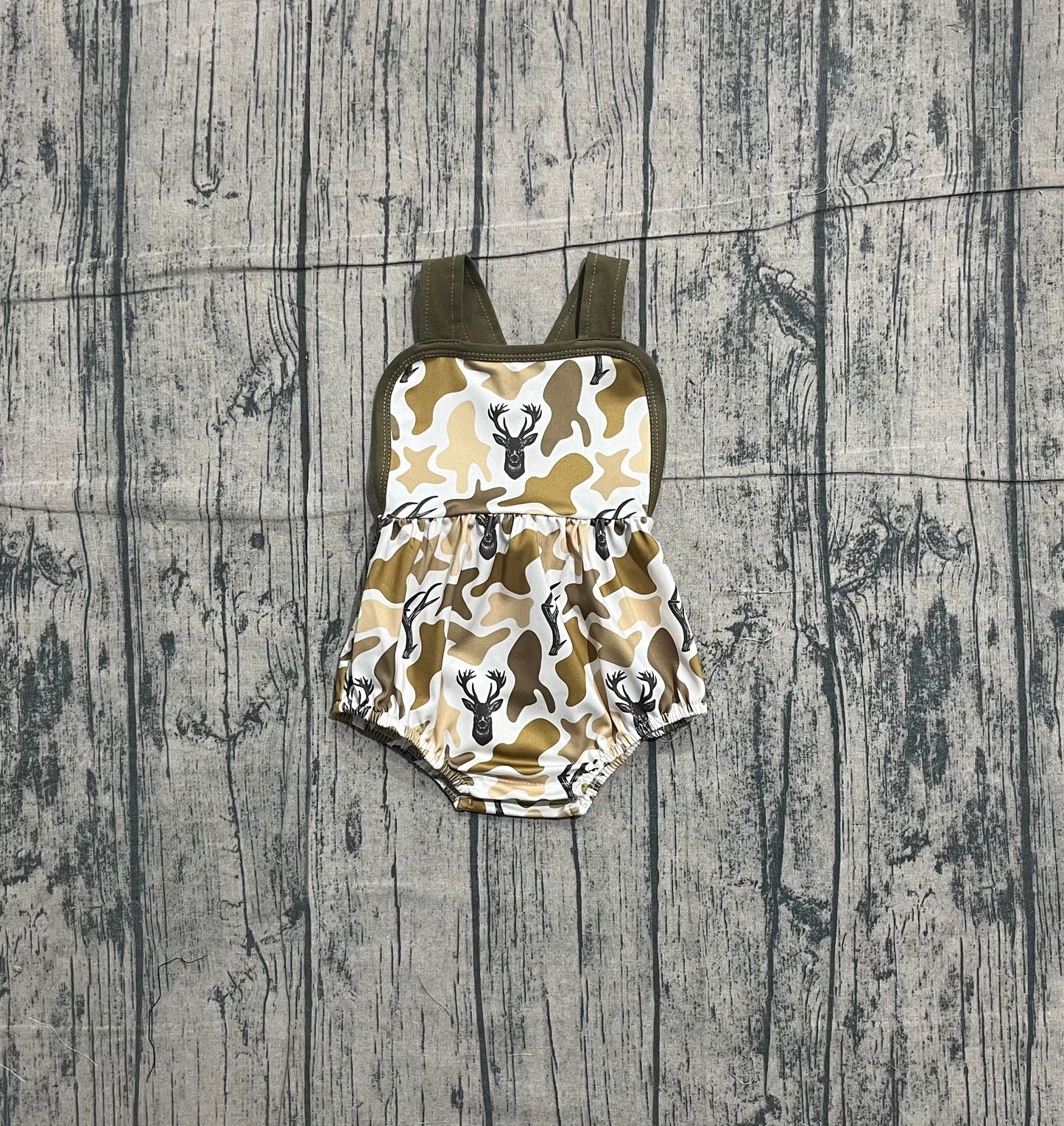 1.8 SR3924 Sample No Moq Baby Boys Strap Southern Deer Camo Hunting Rompers