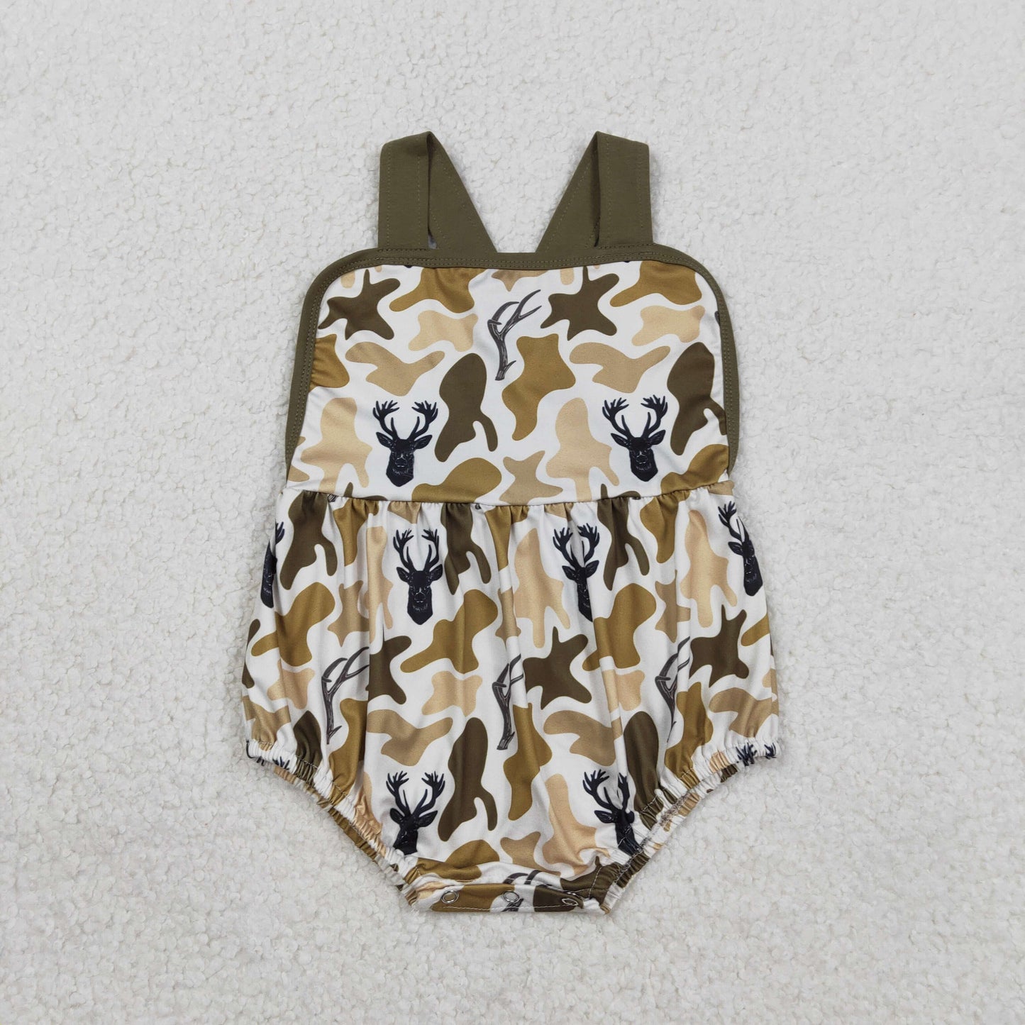 1.27 RTS NO MOQ （In stock）SR3924 Baby Boys Strap Southern Deer Camo Hunting Rompers