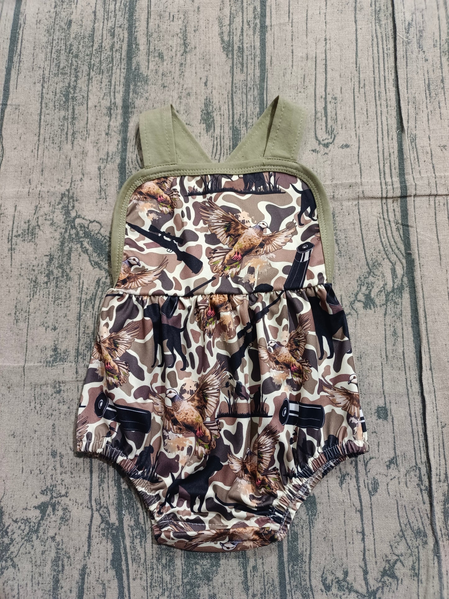 1.9 SR3926 Sample No Moq Baby Boys Strap Southern Ducks Camo Hunting Rompers