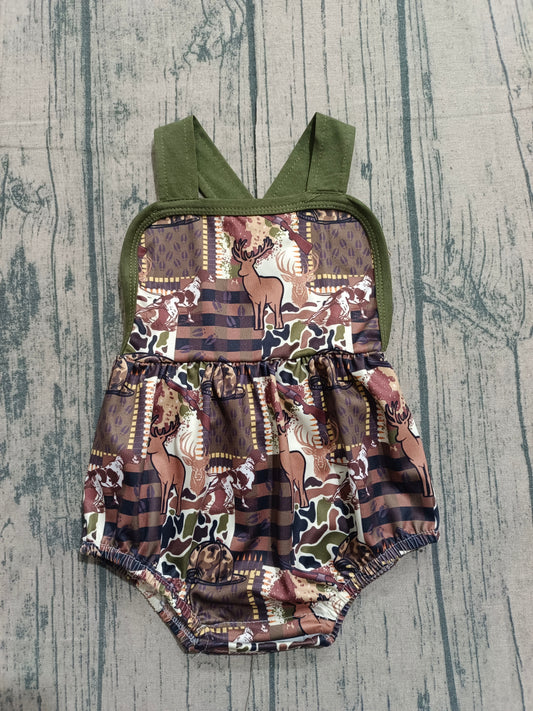 1.9 SR3927 Sample No Moq Baby Boys Strap Southern Deer Camo Hunting Rompers