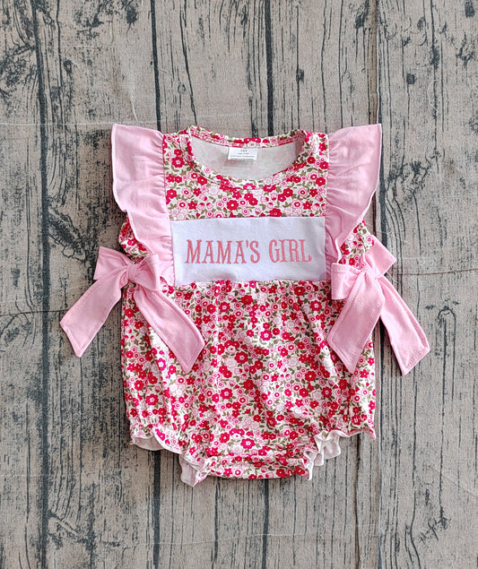 3.11 SR3939 Sample No Moq Baby Girls Summer Fashion Embroidery Mama's Flutter Sleeve Flowers Bows Ruffle Rompers