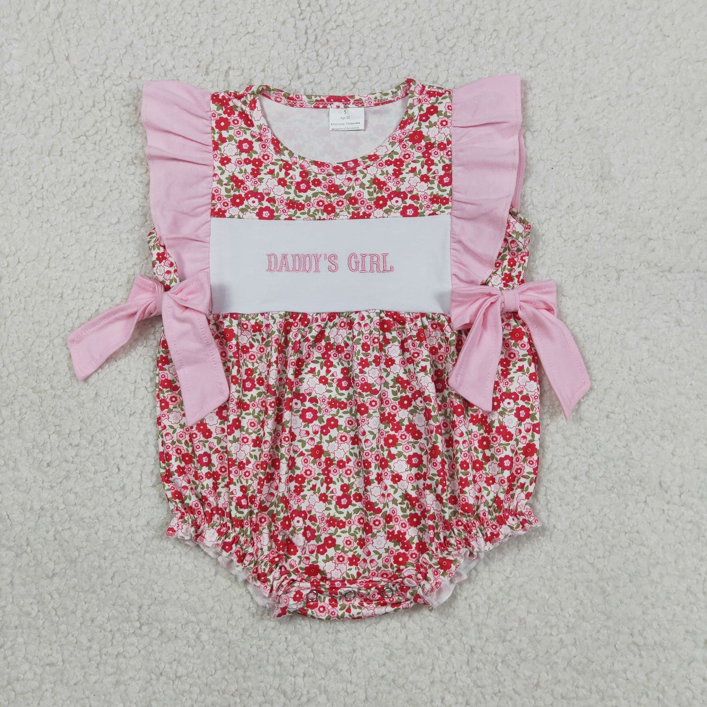 RTS Sibling Flutter sleeves girl embroidery floral baby girl romper