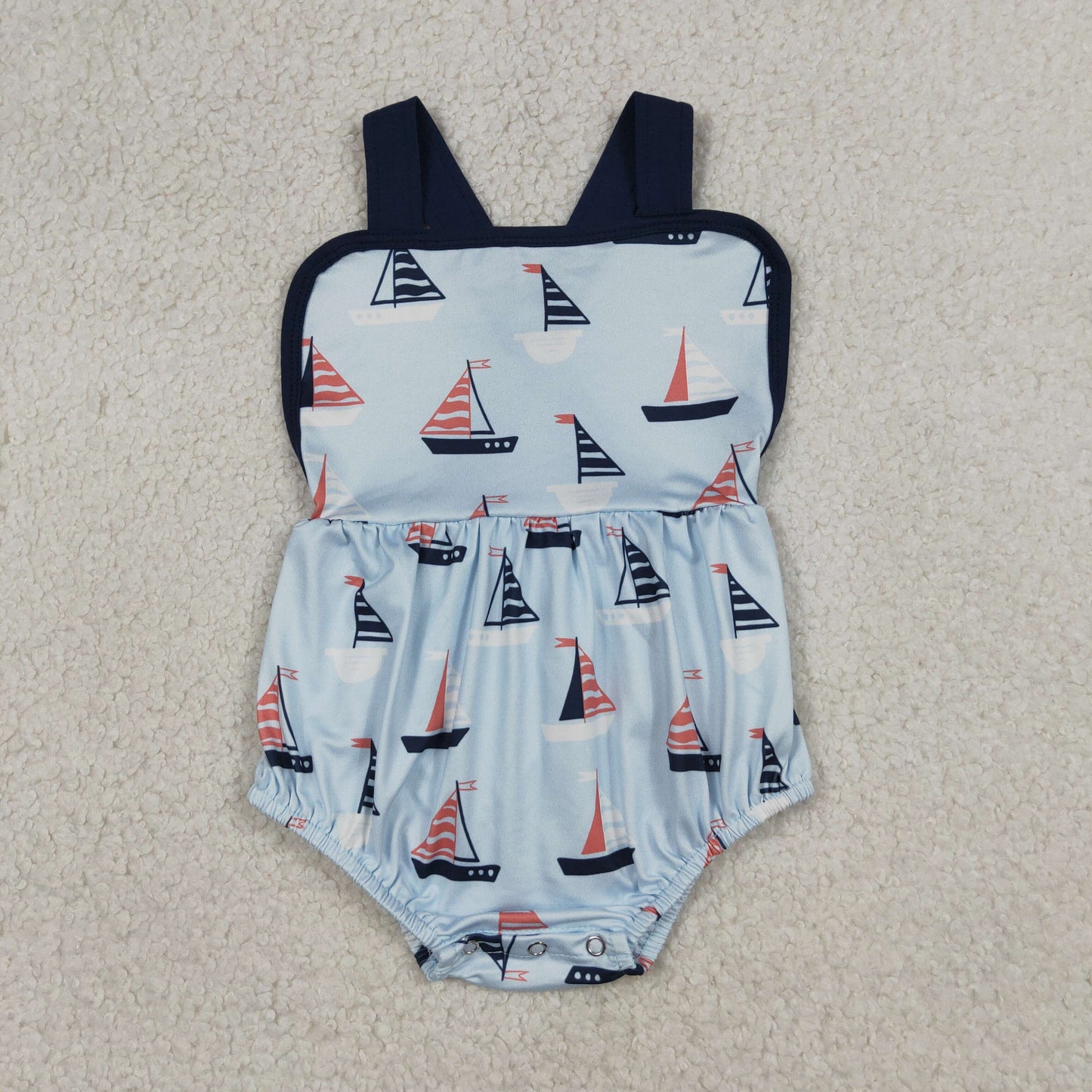 4.3 RTS Sibling Navy short sleeves top boat shorts kids boys summer outfits and girls romper