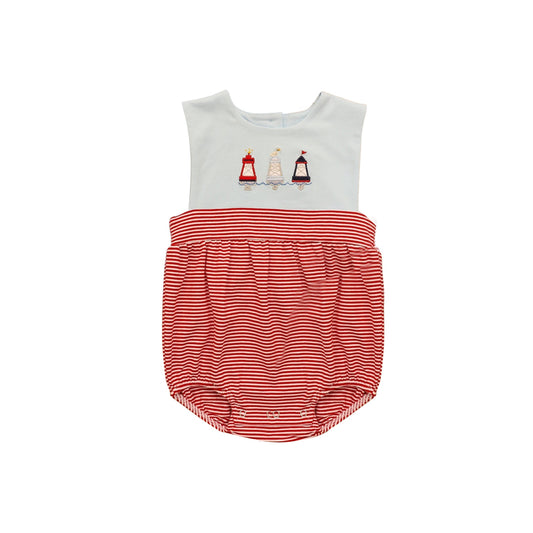 1.9 SR3951 Pre Order No moq Baby Boys Sleeveless Red Stripe Tower Birds Rompers