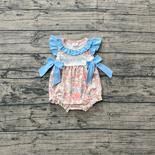 3.16 SR3973 Sample No Moq Baby Girls Summer Fashion Flutter Sleeve Mama's Mini Colorful Flowers Ruffle Rompers
