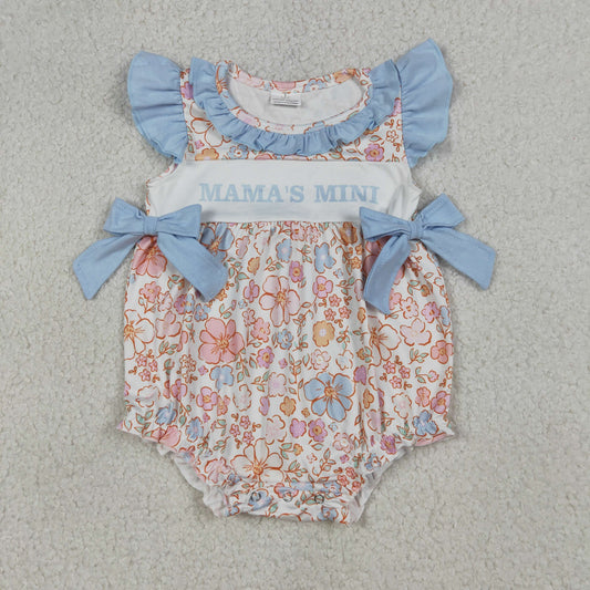 4.1 SR3973 RTS NO MOQ （In stock) Flutter sleeves mama's mini floral baby girls romper