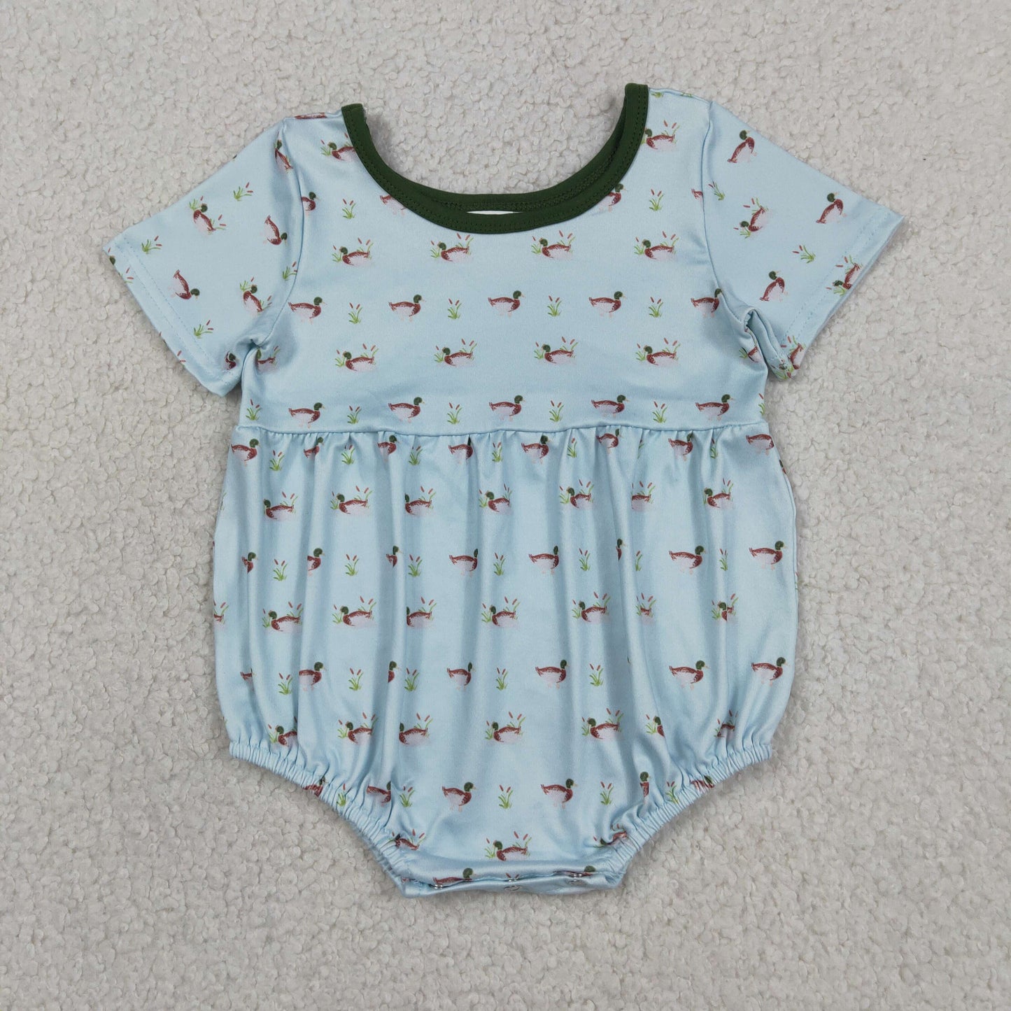 SR3999 RTS NO MOQ （In stock）Short sleeves light blue duck baby boy summer romper