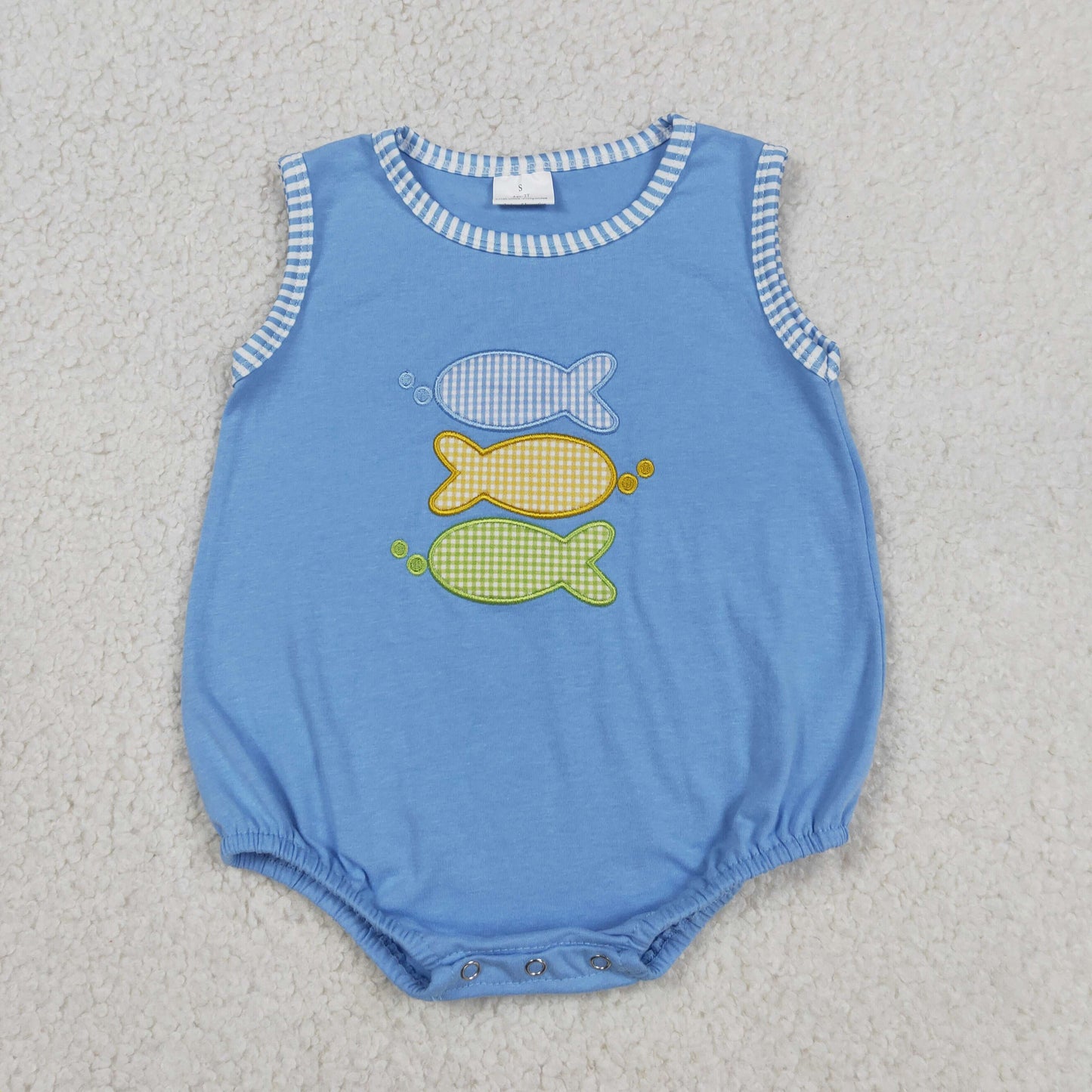 RTS Sibling Short sleeves fish top plaid shorts kids outfits and romper