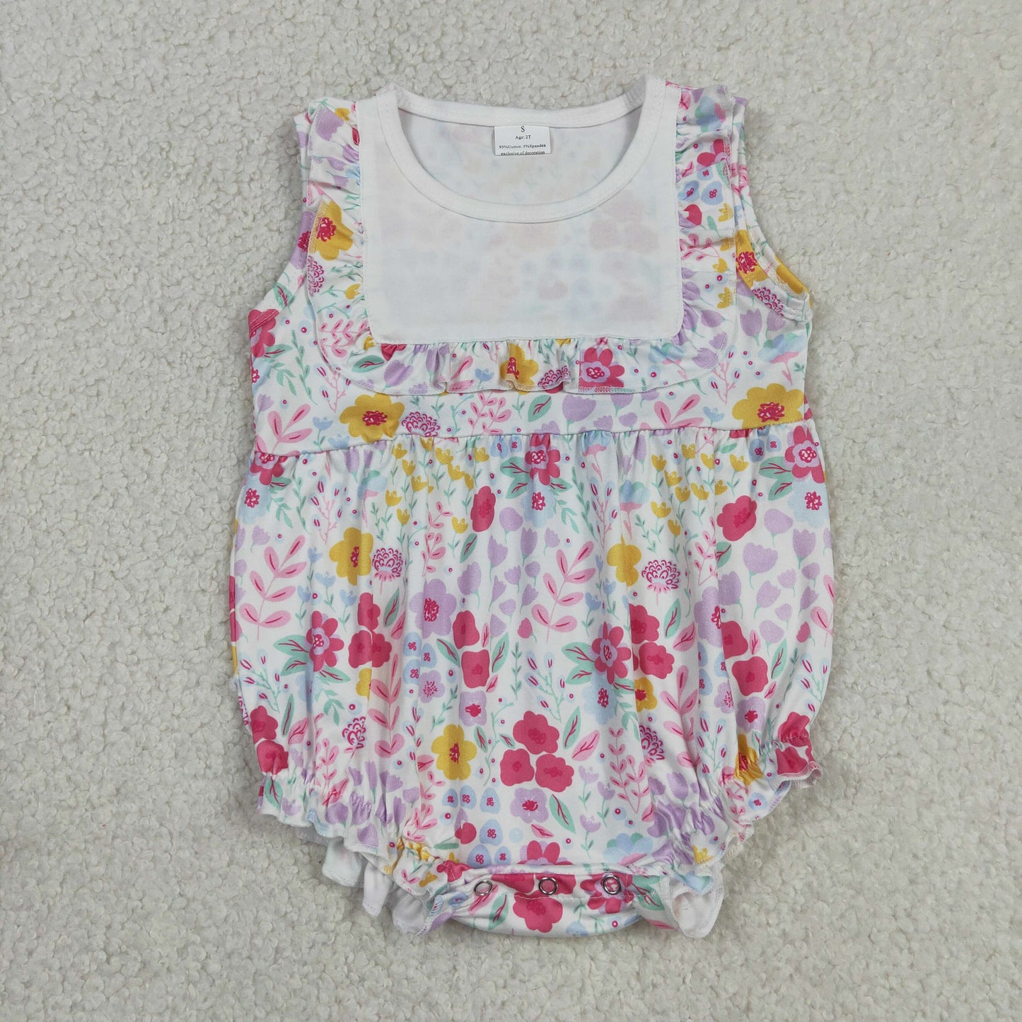 SR4021 RTS NO MOQ （In stock）Ruffle floral baby girls spring summer romper