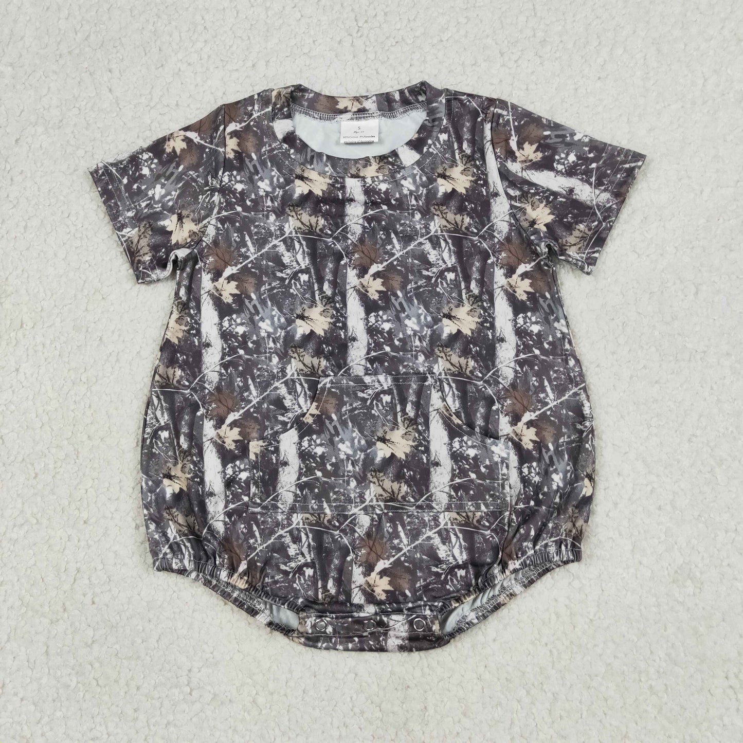 SR4059 RTS NO MOQ （In stock）Short sleeves camo pocket baby boy summer romper
