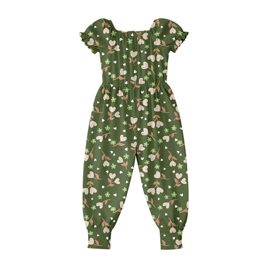 2.26 SR4068 Pre order No Moq Cute Casual Clothing For Girls Baby Girls Summer Short Sleeve Colorful Flowers Ruffle Pant Jumpsuits