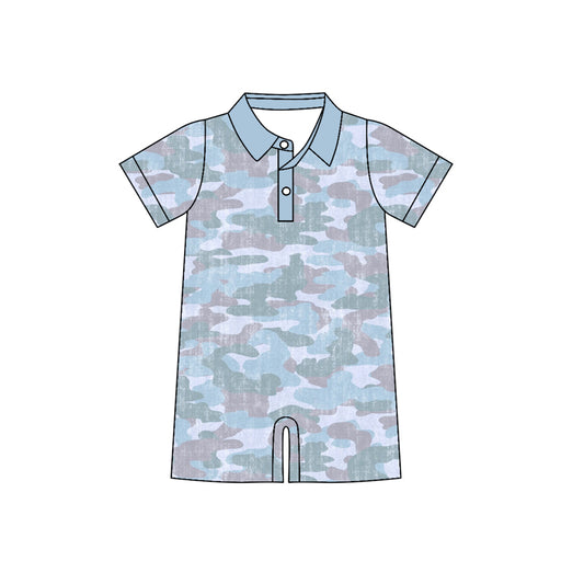 2.27 SR4073 Pre Order No moq Baby Boys Short Sleeve Southern Camo Button Rompers