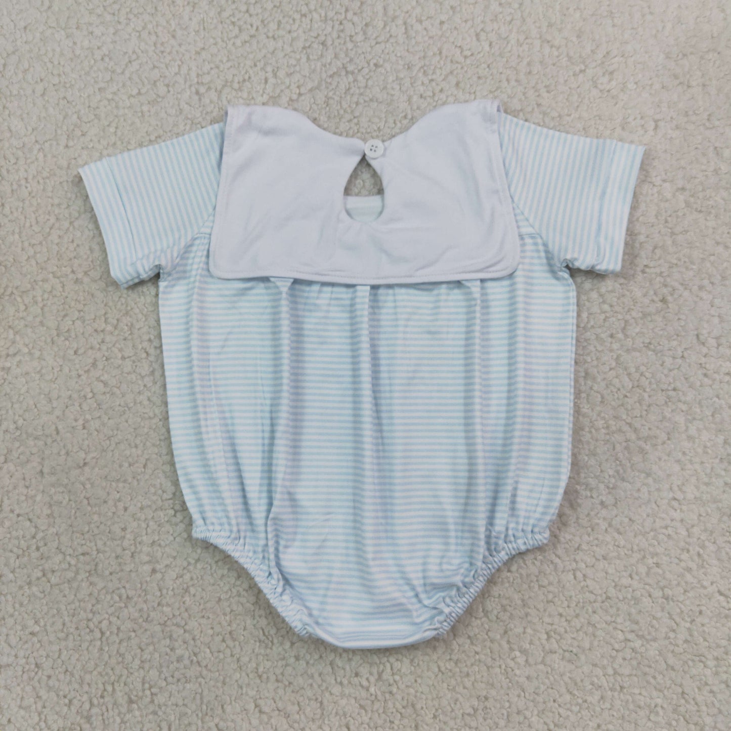 RTS NO MOQ （In stock）milk silk SR4075 Embroidery Baby Boys Farm Stripe Truck House Short Sleeve Rompers