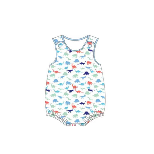3.6 SR4096 Pre Order No moq Baby Boys Summer Sleeveless Colorful Dinosaurs Rompers