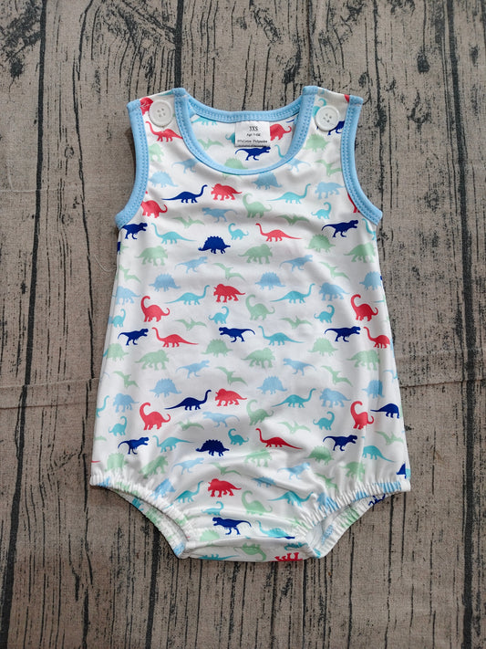 4.10 SR4096 Sample No Moq Baby Boys Sleeveless Colorful Dinosaurs Rompers